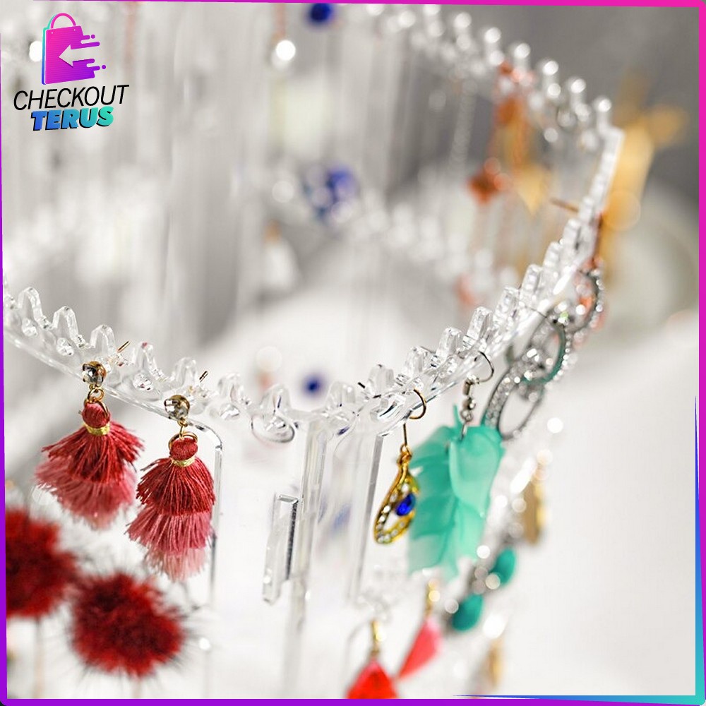 CT K20 Rak Anting Acrylic Putar 360 Derajat Rak Organizer Impor Tempat Perhiasan Kotak Penyimpanan Kalung