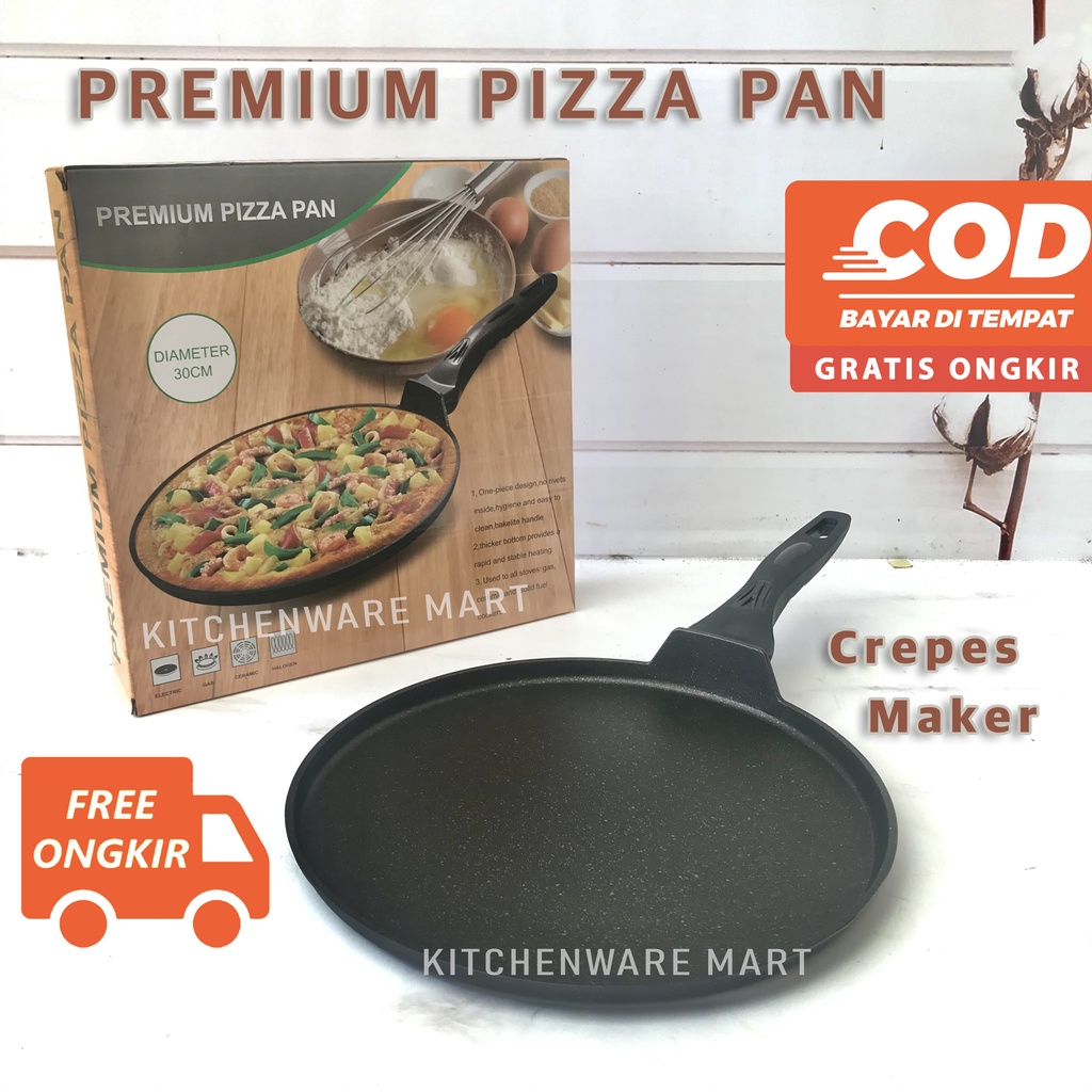 PREMIUM Korea Pizza Pan 30 cm Marble - Anti lengket -loyang pizza -loyang pie - Crepes