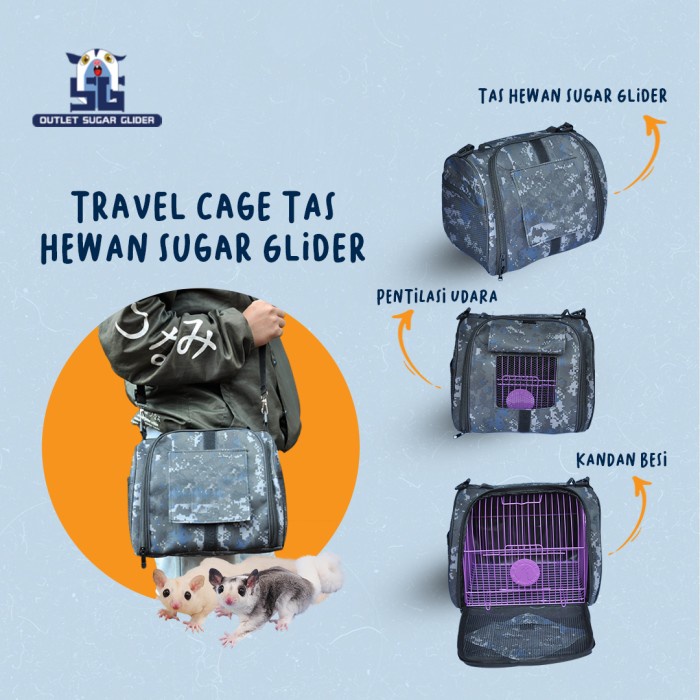 Jual Hamster Kandang Travel Cage Tas Hewan Sugar Glider Tupai Terbang Burung Kandang