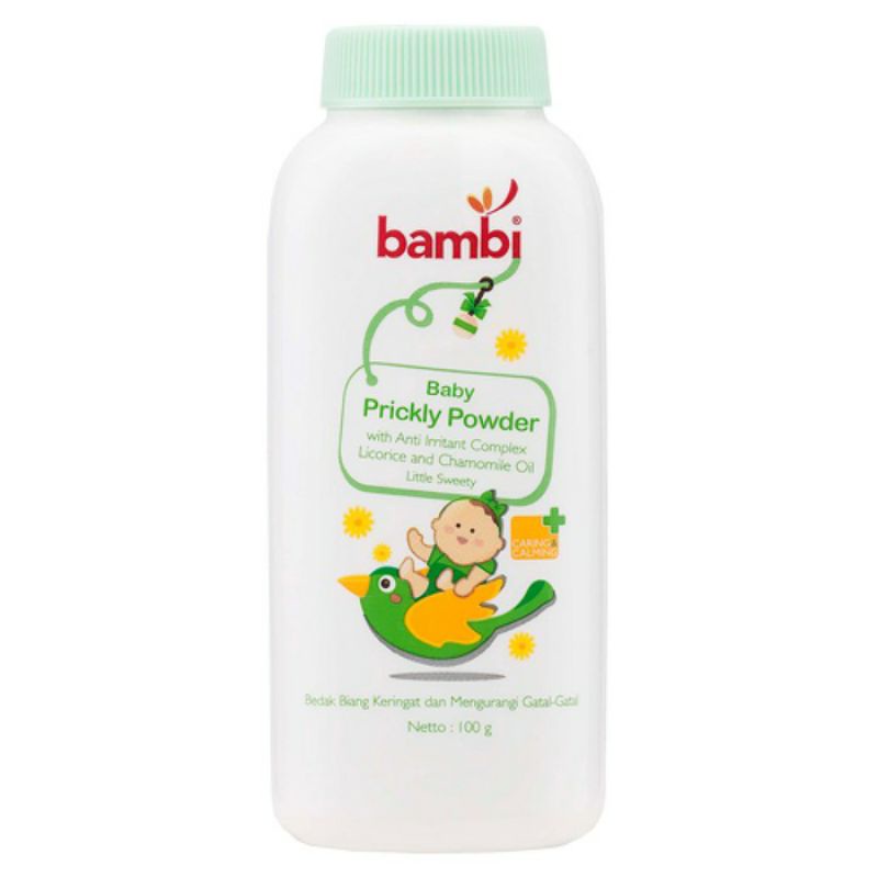 Bambi Baby Powder 100gr Woody &amp; Milky Powdery Pink Biru/bedak bayi