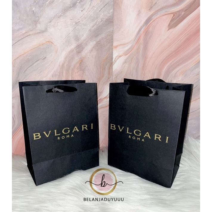 Paper Bag BVLGARI Size Small 15x9x20 cm Paper Bag Hitam Tas Kado Hampers Kadiah Parfum