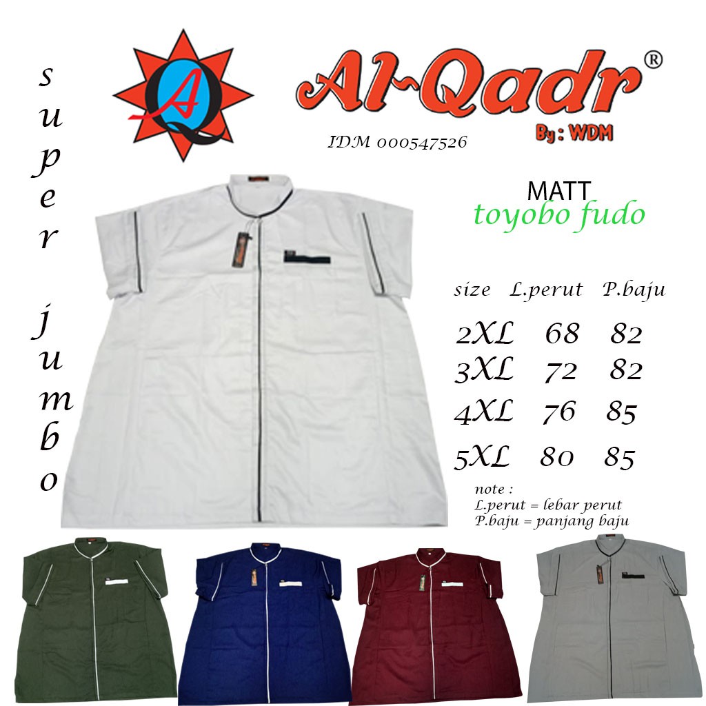 Baju Koko Pria Dewasa JumboTerbaru Al qadr &amp; AB Alkahfi Bareno Jumbo Lenggan Pendek Katun