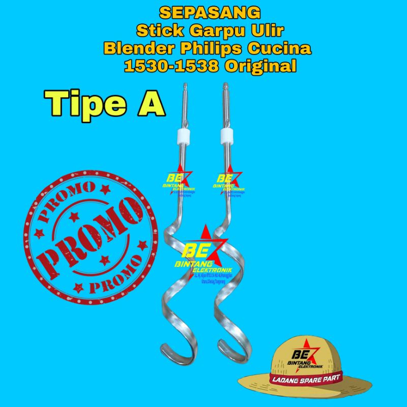 [COD] STICK MIXER ULIR PHILIPS TIPE A STIK KOCOKAN GARPU SPIRAL DONAT HR 1530 1538 CUCINA Original Dough Hook