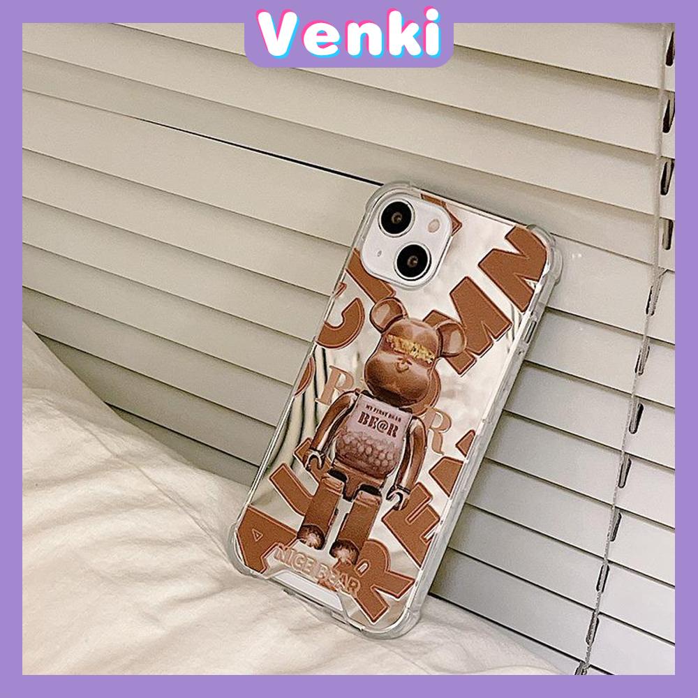 iPhone Case Luxury Acrylic Mirror Airbag Shockproof Protection Camera Brown Bear Compatible For iPhone 11 Pro Max 13 Pro Max 12 Pro Max 7Plus XS Max