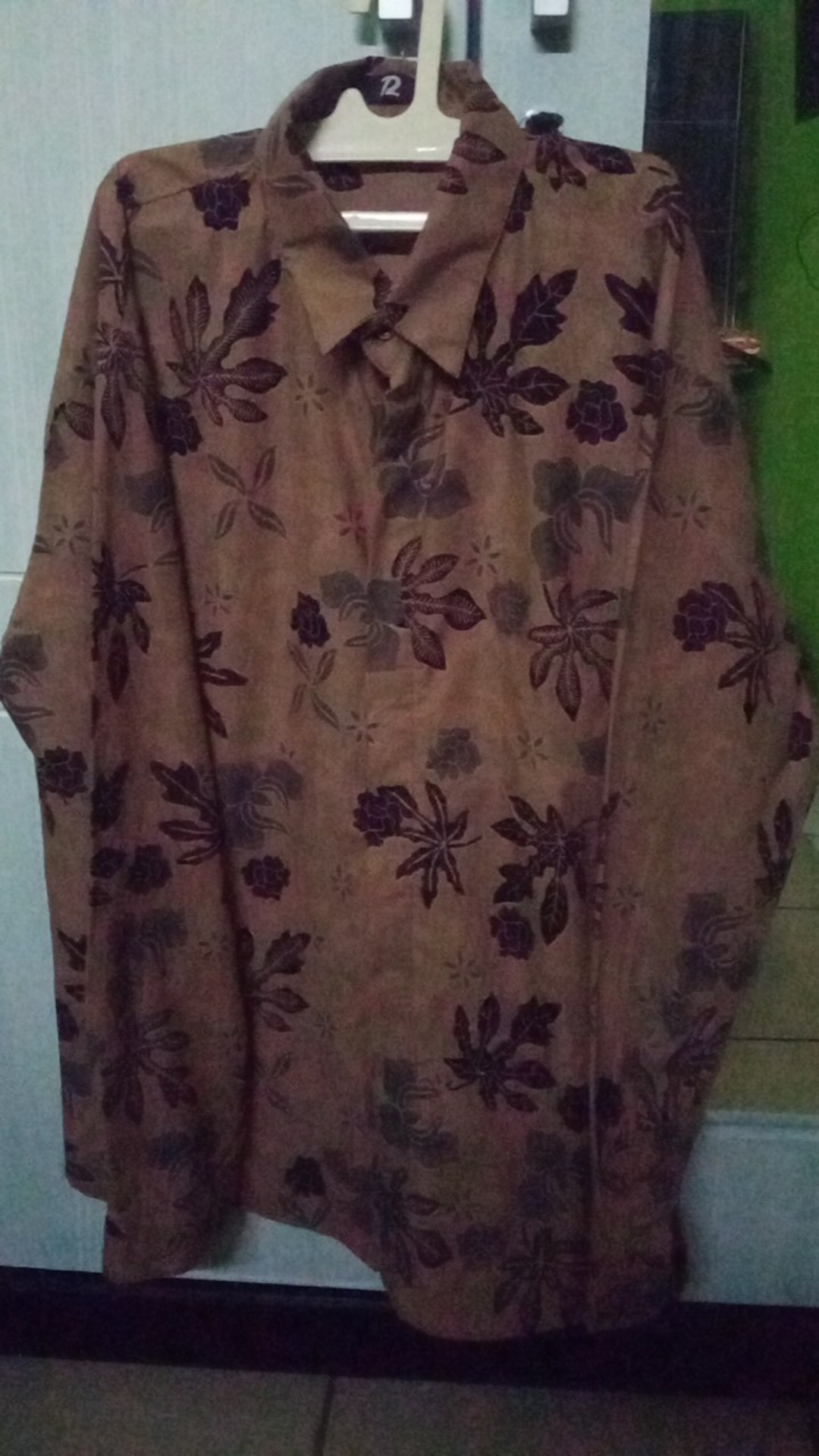 Kemeja Batik Pria Lengan Panjang Premium Motif Daun Pepaya Coklat Choklat Cokelat 728094 Cap 72
