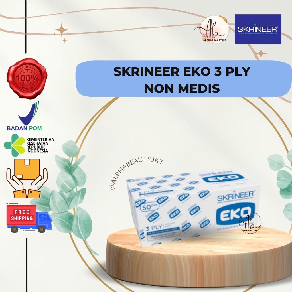 Masker Skrineer Eko 3 Ply 50 pcs Earloop Mask