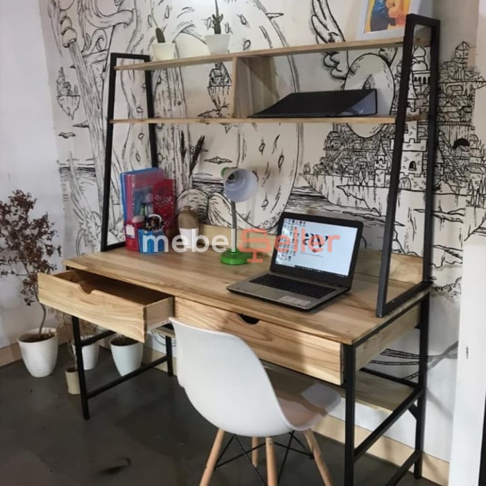 Meja Kantor Kayu Konbinasi Besi Holo Meja Kerja Meja Belajar