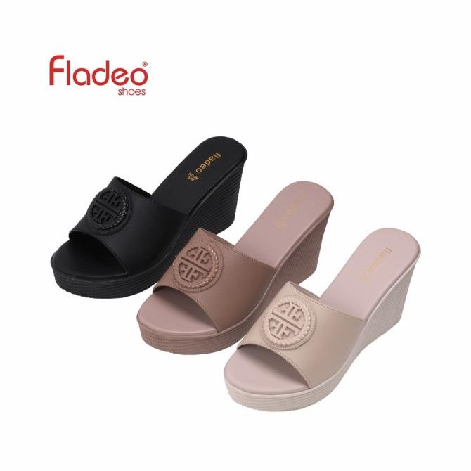 Fladeo C22/LDJ350-3RV/Sendal Wedges Slide Wanita [ Wedges Slipper ]