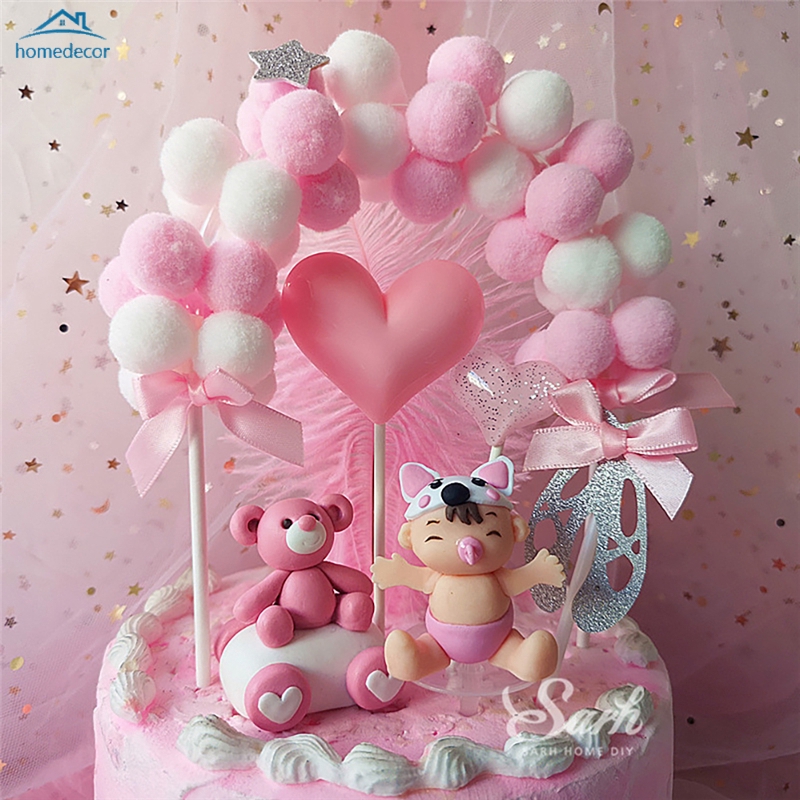 CAKE Topper Kue Bentuk Melengkung Warna Biru Dan Pink CAKE Topper Kue Bentuk Melengkung Warna Biru Dan Pink