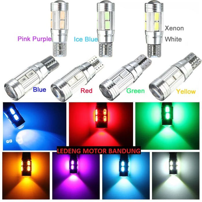 T10 10 Mata Lensa Canbus Chip SMD Lampu Led Senja Kota Sen 12v 5w LEDENG MOTOR