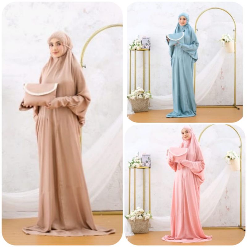 MUKENA TERUSAN RAYON POLOS BURDAH TRAVELING / BURKAH