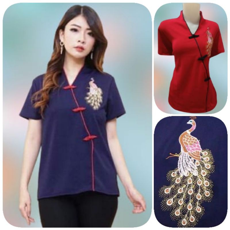 Promo Blouse Imlek Cheongsam Model Shanghai Bordir