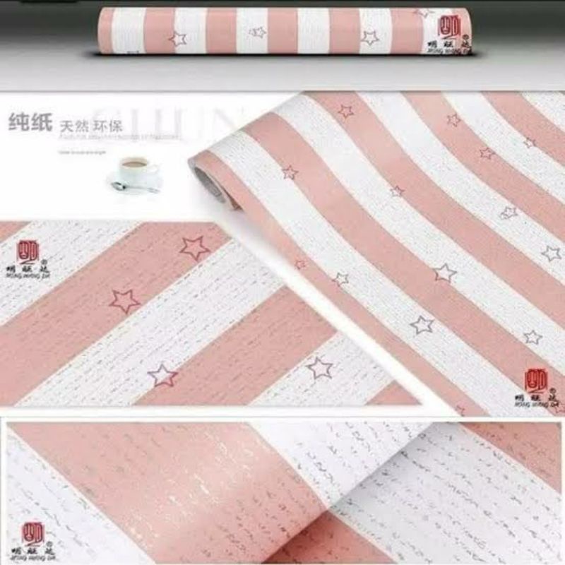 [COD] WALLPAPER STIKER MOTIF SALUR BINTANG PINK