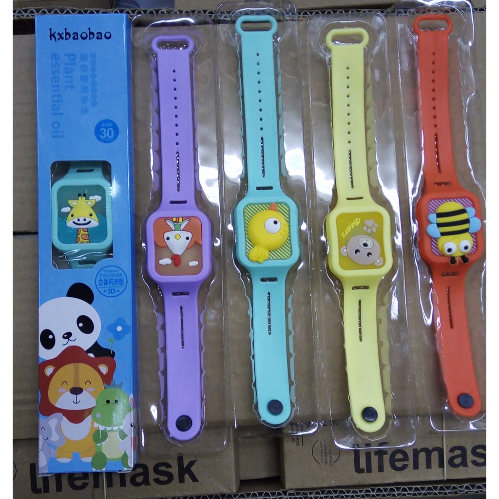 Jam Tangan Anak Kotak Anti Nyamuk Gelang Bayi LED Lucu Karakter