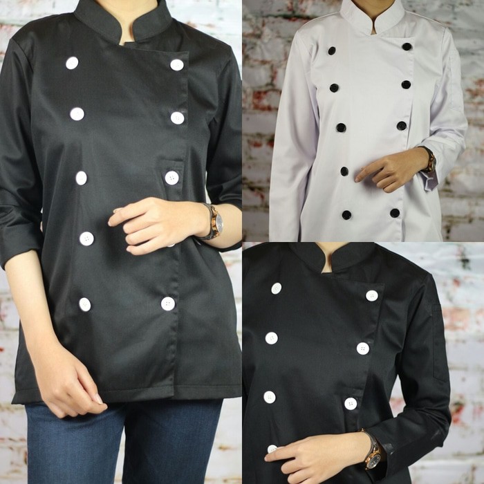 Baju Chef Wanita Lengan Panjang