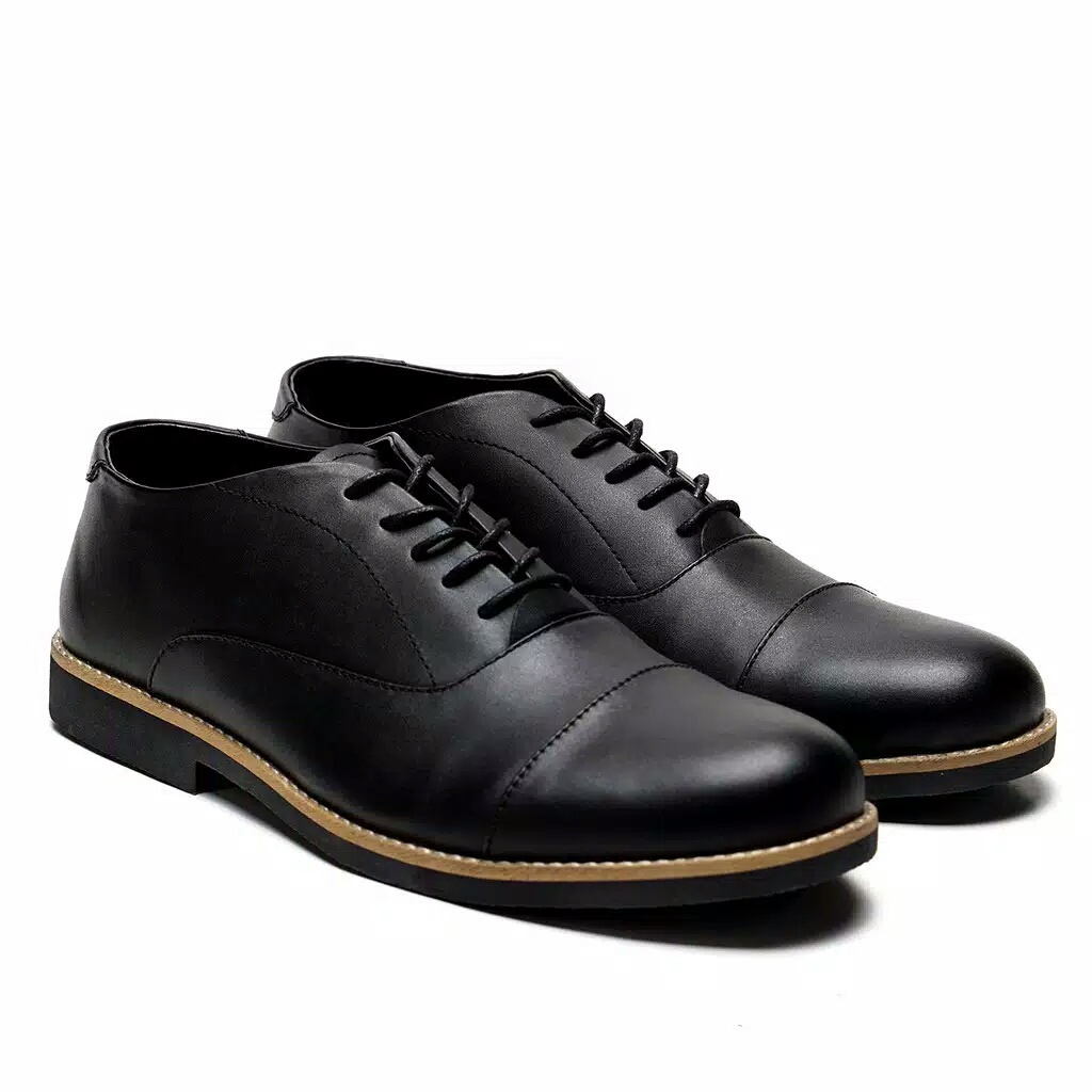 Sepatu Pantofel Pria Kulit Asli Casual Formal Kerja Oxford Sepatu Pantopel Pria - Oxford 0.1 Black