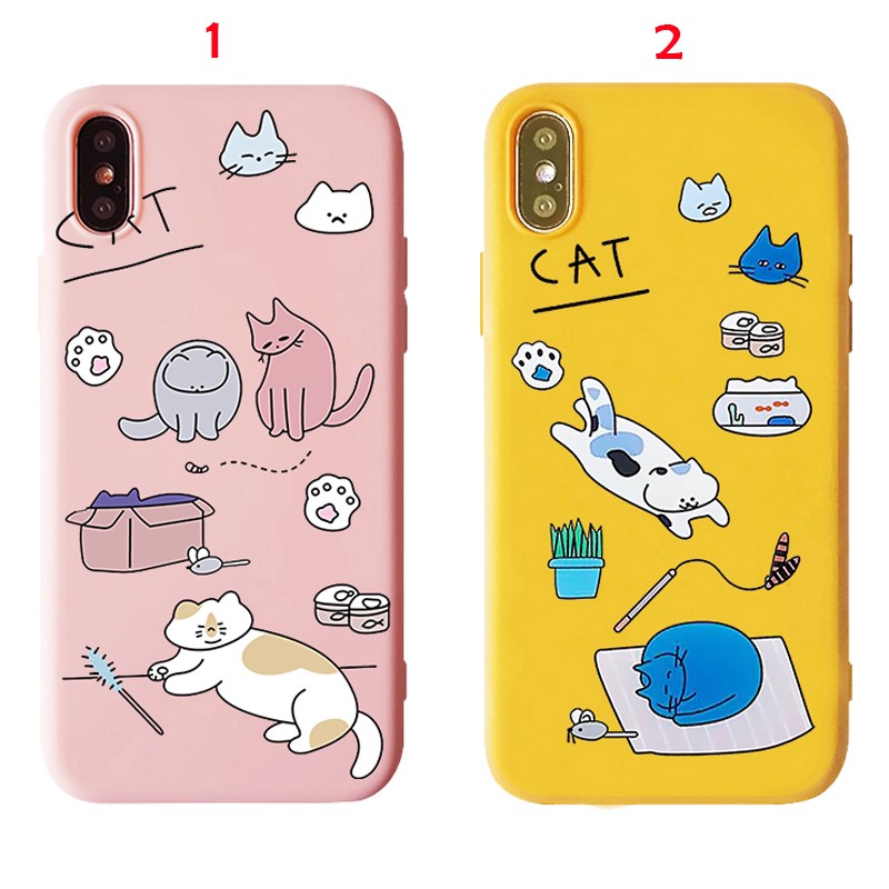 Soft Case Silicone Case Lucu Motif Kucing untuk iPhone 7 plus iPhone 8 plus iPhone XR