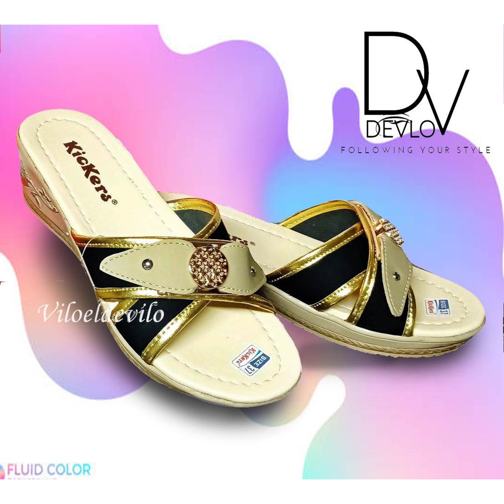 Kickers Wedges Sandal Wanita Bunga Size 37 - 40 (Wedges BUNGA)