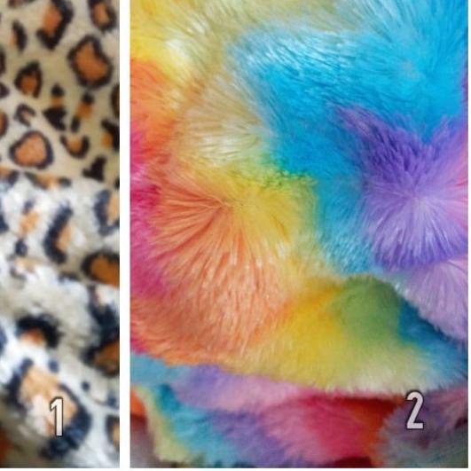 ♥ Kain bulu rasfur 10mm motif cheetah pelangi loreng zebra jerapah sapi hewan ✶