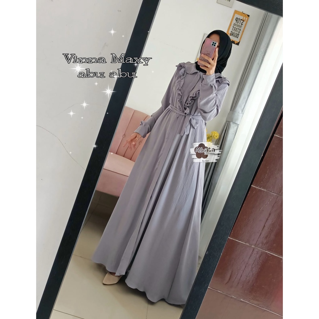 Vinna Maxy/ Gamis Athata Exclusive Original/ Gamis Cantik Bahan Cringkle