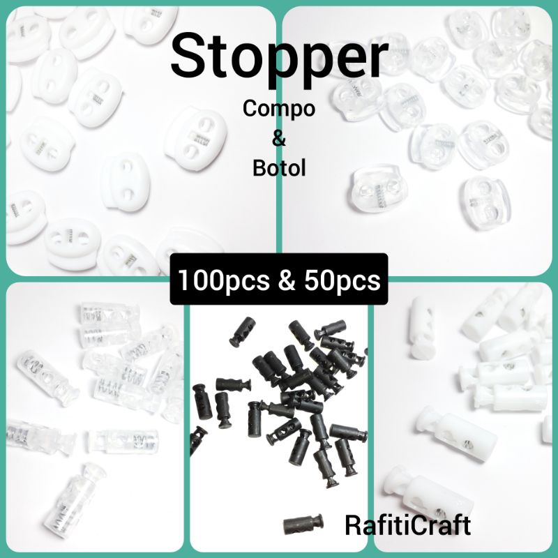 (100pcs) Stopper 2 Lubang || Stopper Tali Masker || RafitiCraft