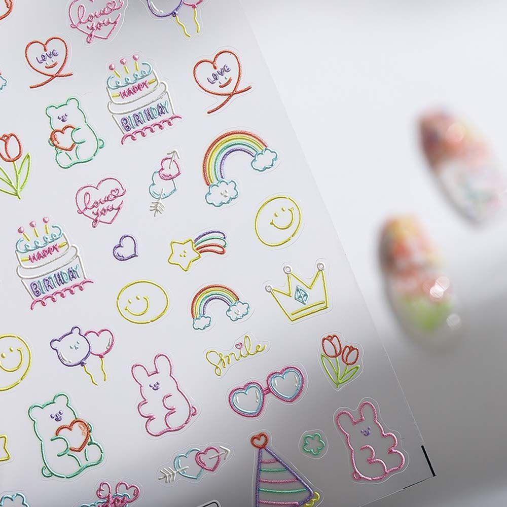 Mxbeauty Kartun Stiker Kuku Wanita Perekat Diri Manicure Aksesoris Fairy Tale Bears Nail Art Dekorasi