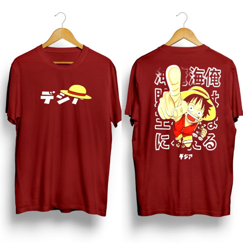 kaos pria/LUFFY TELUNJUK/kaos anime