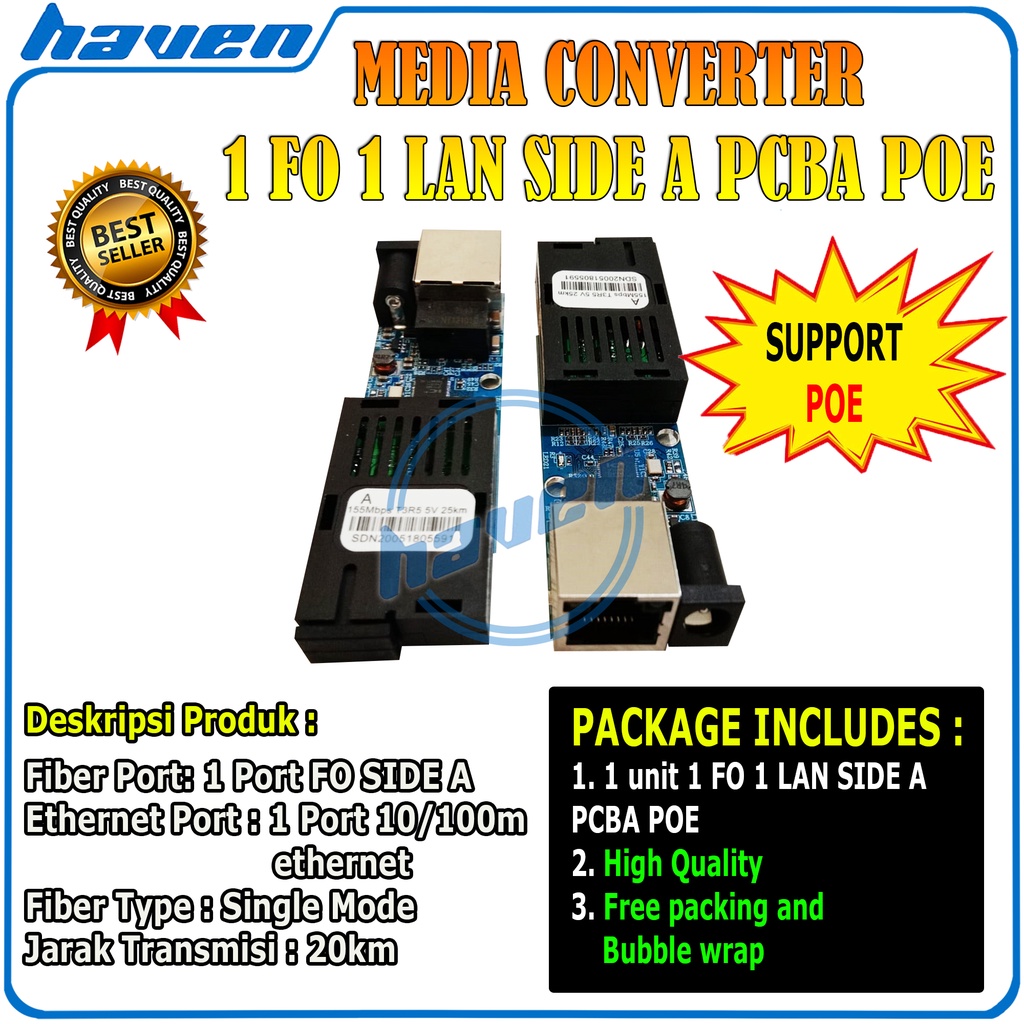 Media Converter 1 Port FO 1 Port LAN Mini HTB PCBA 10/100 / 1 FO 1 LAN