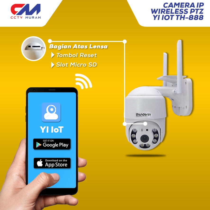 CCTV WIFI MURAH PTZ YI IOT TH-F1 Kamera Cctv Outdoor Wireless Smart Wifi 2Mp Full HD 1080P PTZ Anti Air Waterproof