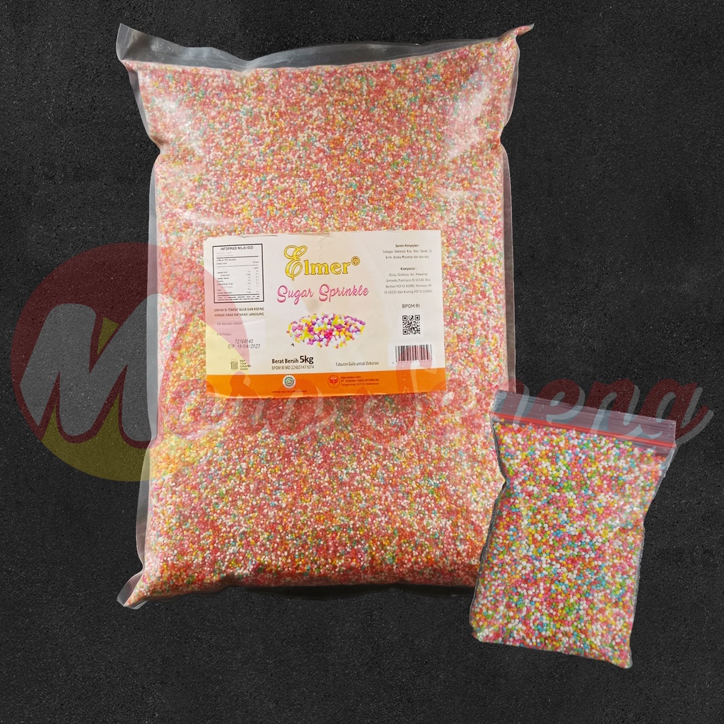 Spikel Elmer / Sprinkle / Gula Trimit / Gula Rainbow Warna Warni Hiasan Kue