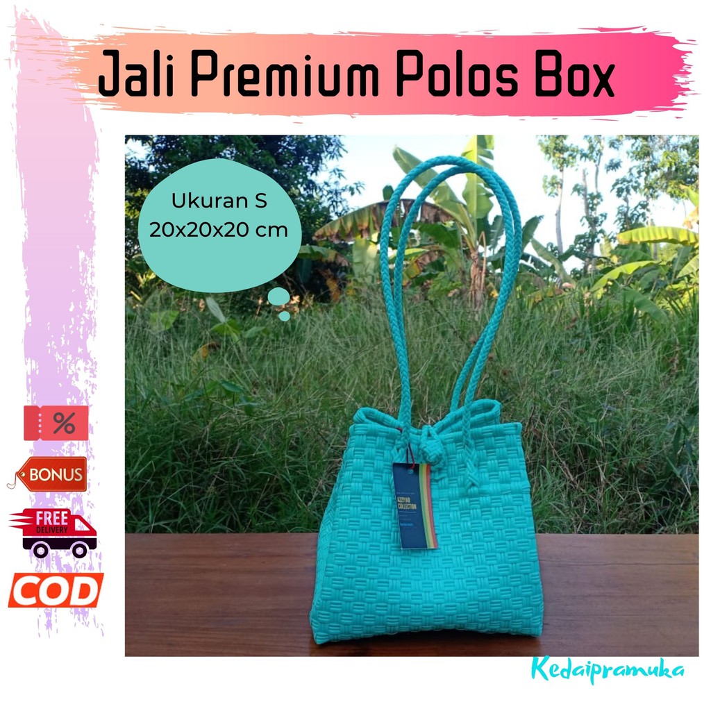 Tas Anyaman Plastik jali Premium Polos Putih Bentuk Box Kotak Untuk Wanita Kantoran Ukuran Sedang