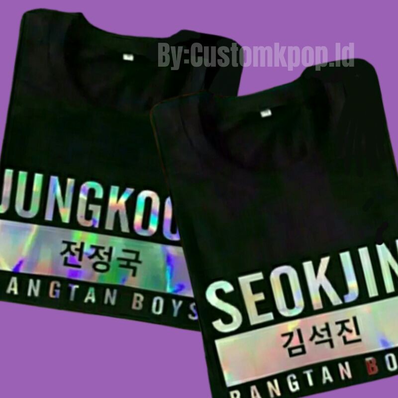 Kaos BTS Hologram METALIK Baju Bts Lengan Panjang Pendek TSHIRT BTS Anak Remaja Dewasa