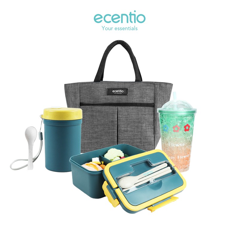 

Ecentio Mangkuk sup 1500ml kotak makan set/kotak bekal/free Sendok&sumpit/portabl tas bekal/ice cup