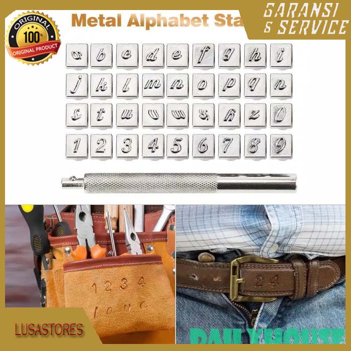 

Punch Stamp Drip letter Alfabet huruf kecil latin 36 pcs kulit leather