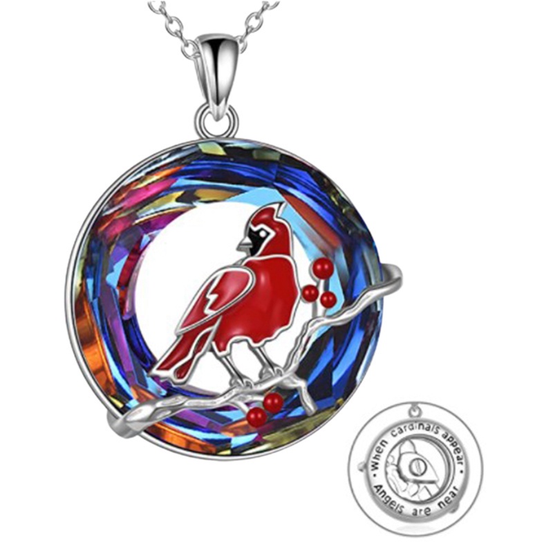 Fancyqube Kalung Sterling Silver Hias Kristal Biru Untuk Wanita