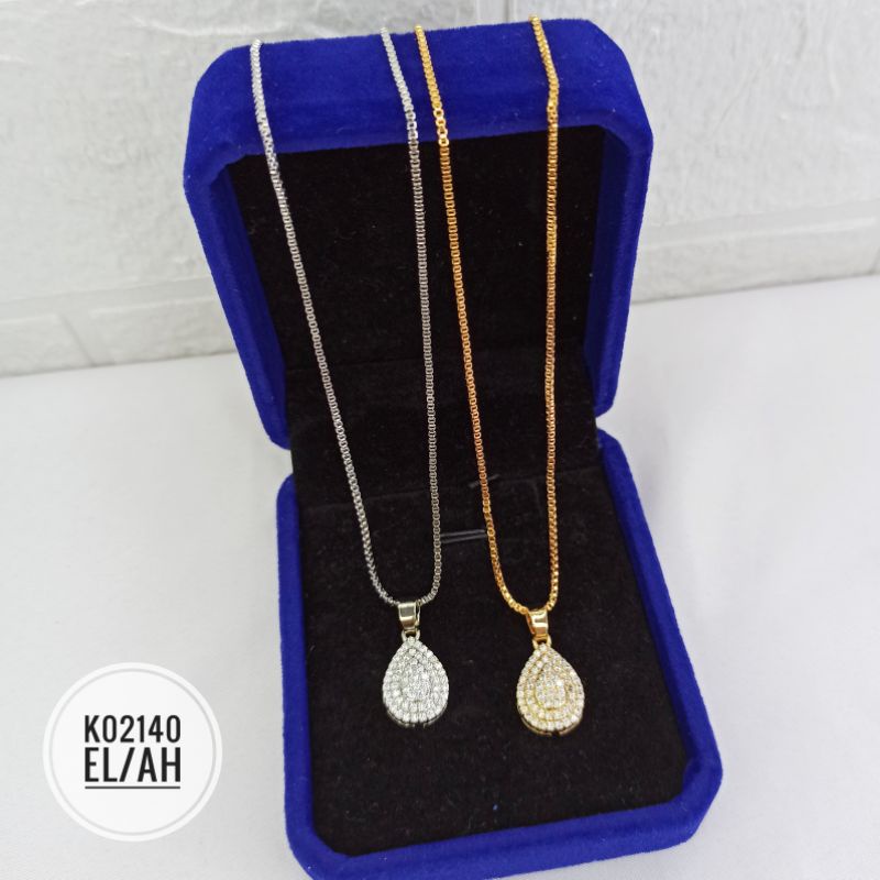 Kalung xuping Fashion Rhodium Oval Zircon Mewah K02140