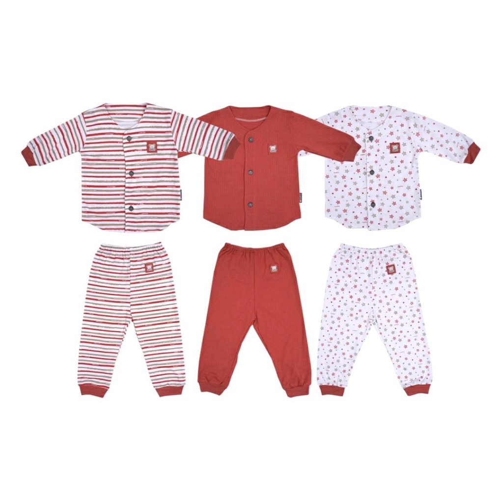 FLUFFY SETELAN MOTIF STAR WARNA MERAH / SETELAN BAYI DAN ANAK