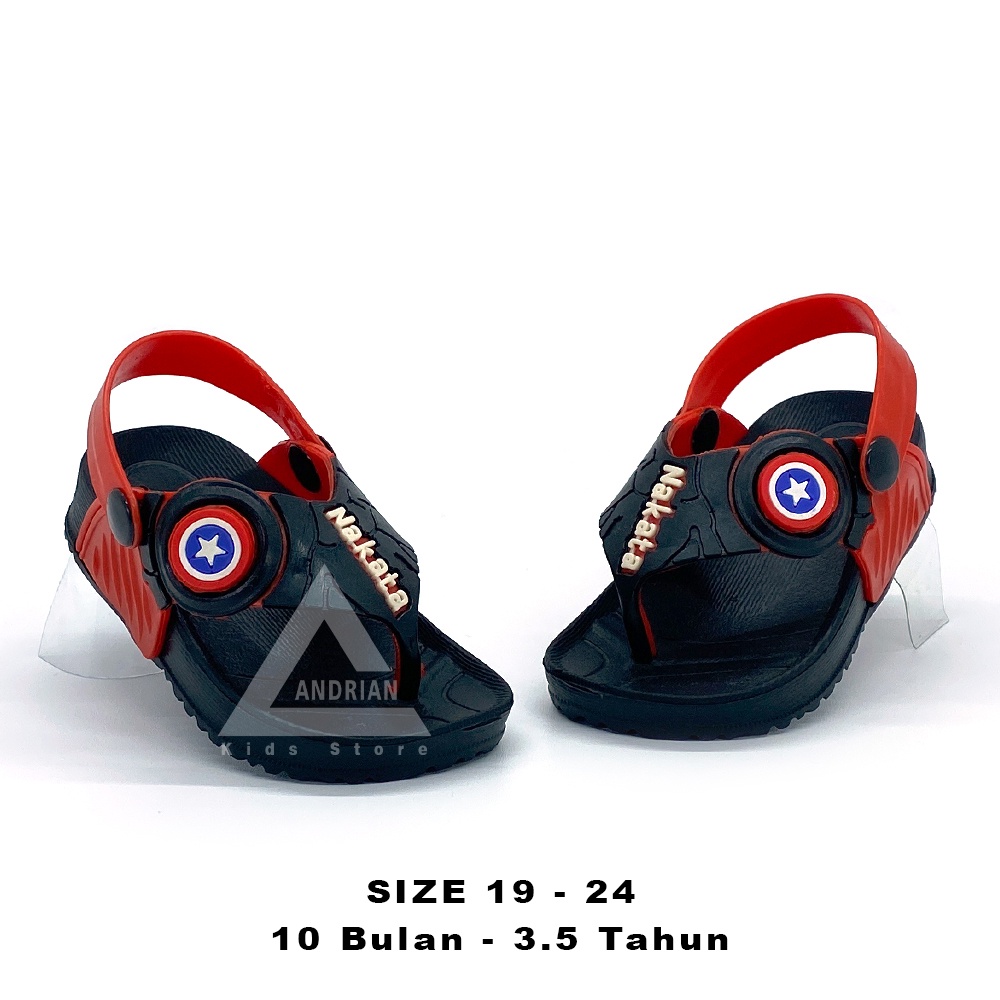 SANDAL ANAK LAKI-LAKI MODEL TERBARU TALI BELAKANG DENGAN MOTIF AVANGERS