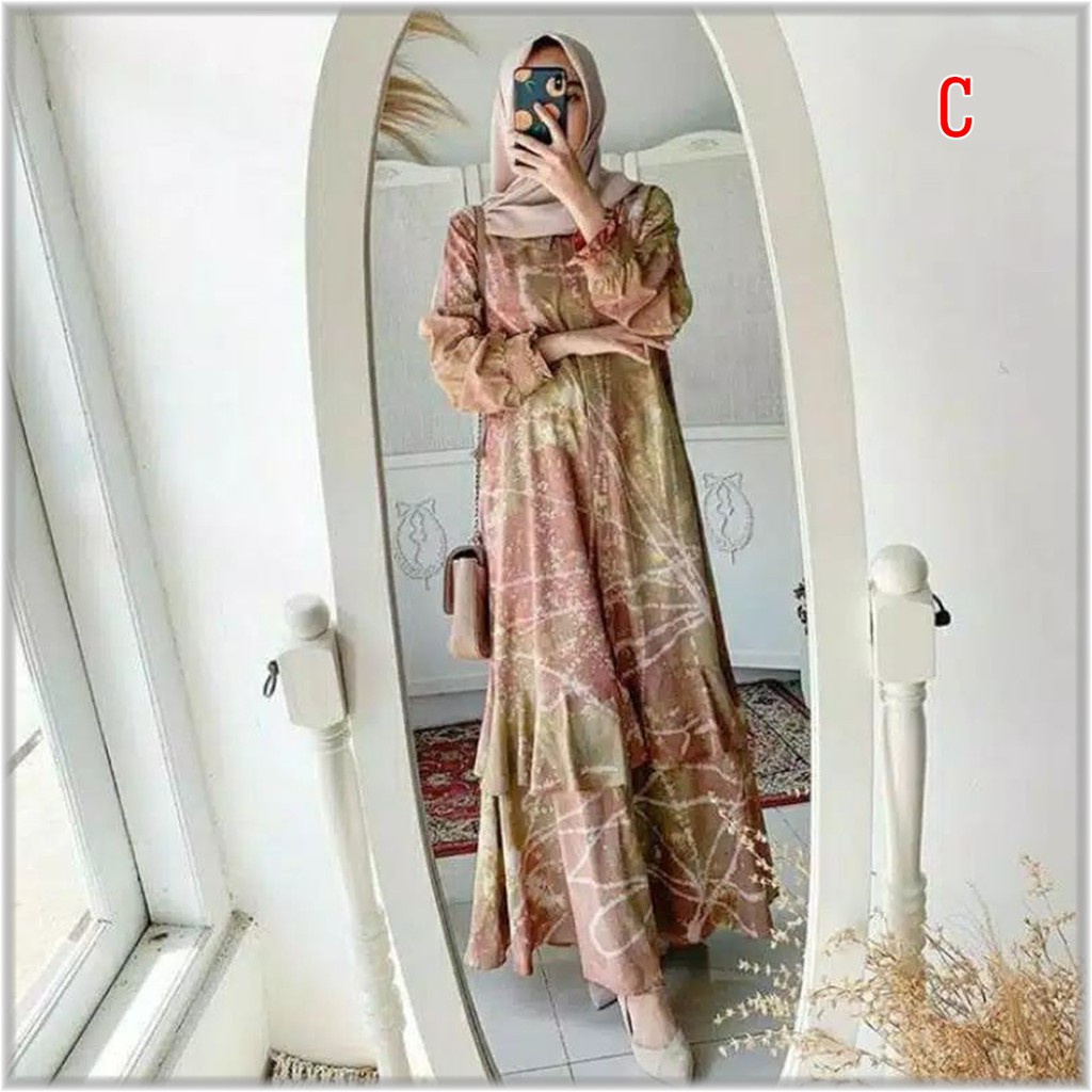 Gamis Jumputan Widya Katun Mikro Model Tiedye Model Rumbai