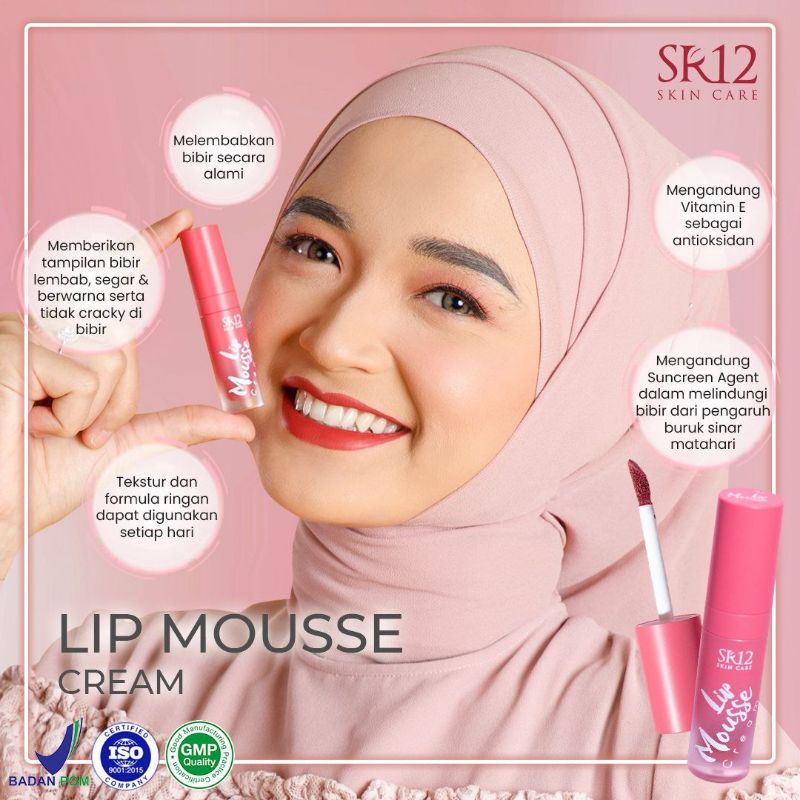 LIP MOUSE CREAM SR12 | LIP MOUSSE RINGAN DAN LEMBAB DI BIBIR