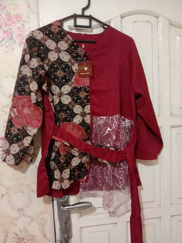 Tey-17 Batik Wanita Asj Sa Hrb026 Kenongo Kemeja Tosca Pendek