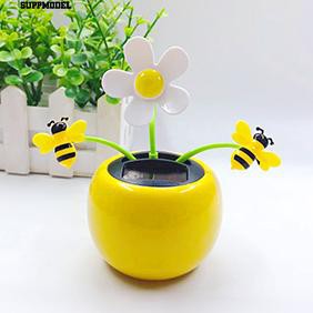 Suppmodel Creative Plastic Solar Power Flower Car Ornament Flip Flap Pot Swing