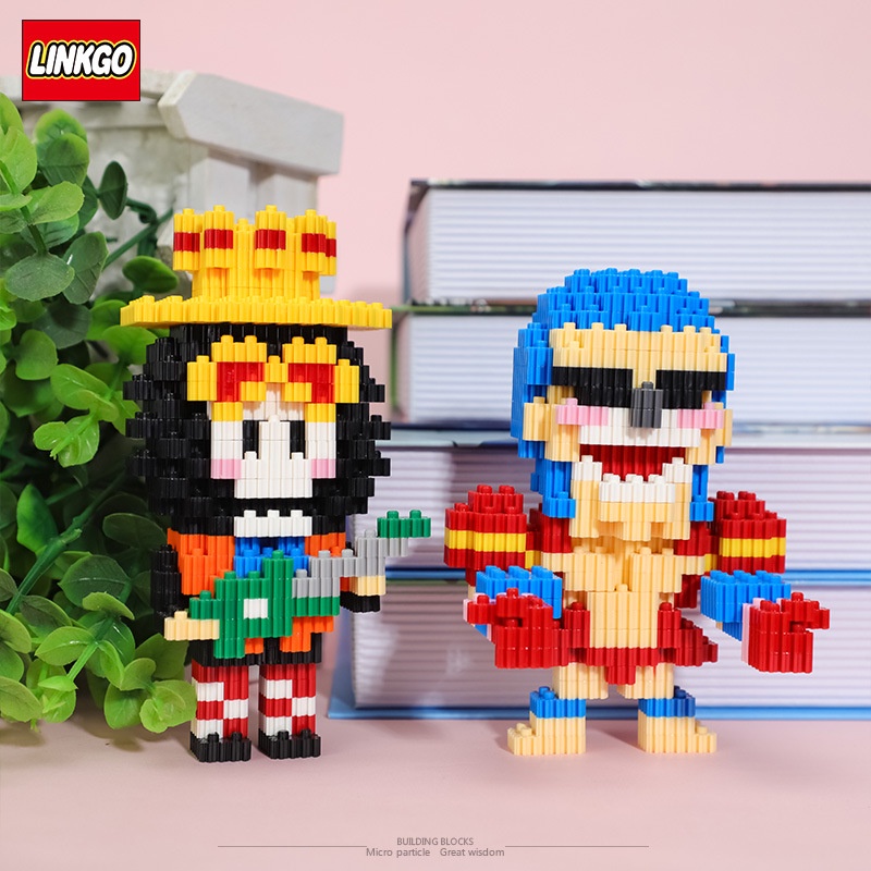 Mainan Balok Bangunan model Kartun One piece Untuk Hadiah Anak