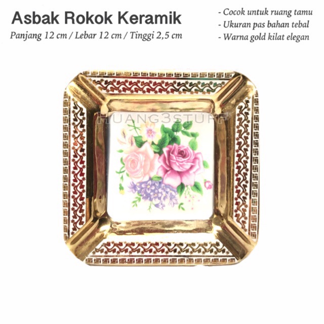 Asbak Keramik Motif Bunga / Ashtray Ceramic 12cm