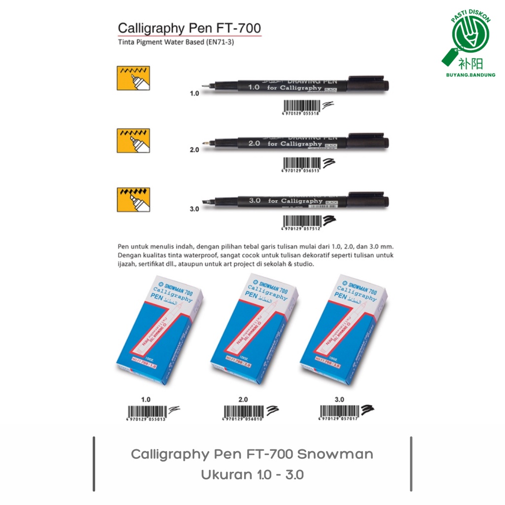 

Calligraphy Pen FT-700 Snowman Ukuran 1.0 - 3.0