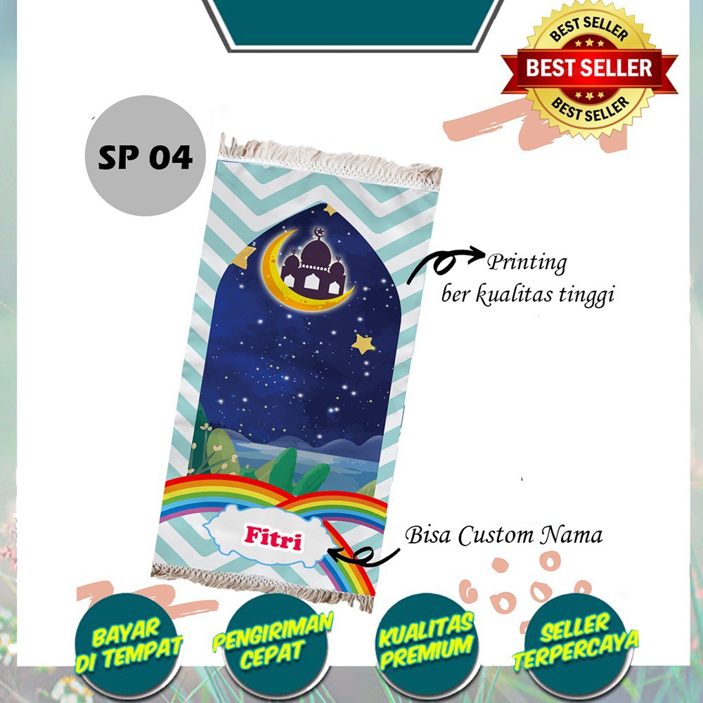 Sajadah Anak Ophilie Printing Bisa Custom Nama Perempuan Laki laki Karakter sajadah anak custom nama