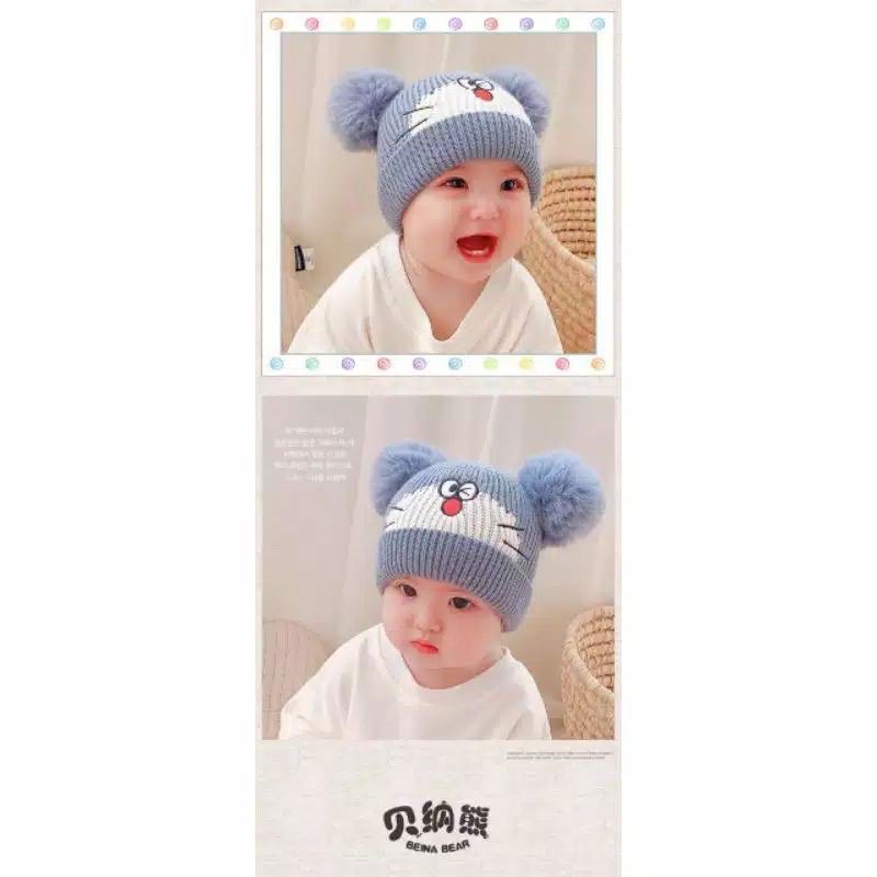 TOPI DORAEMON /Kupluk Doraemon 0-2tahun