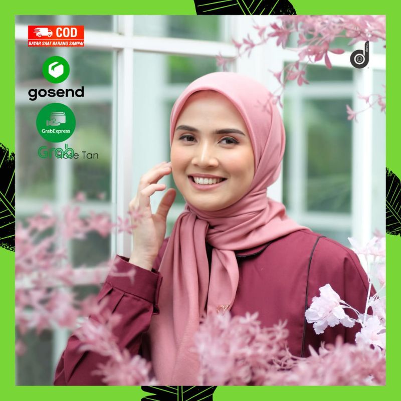 Hijab Deenay Liza Polos Rose Tan Kerudung Segi Empat Jilbab Voal Ori