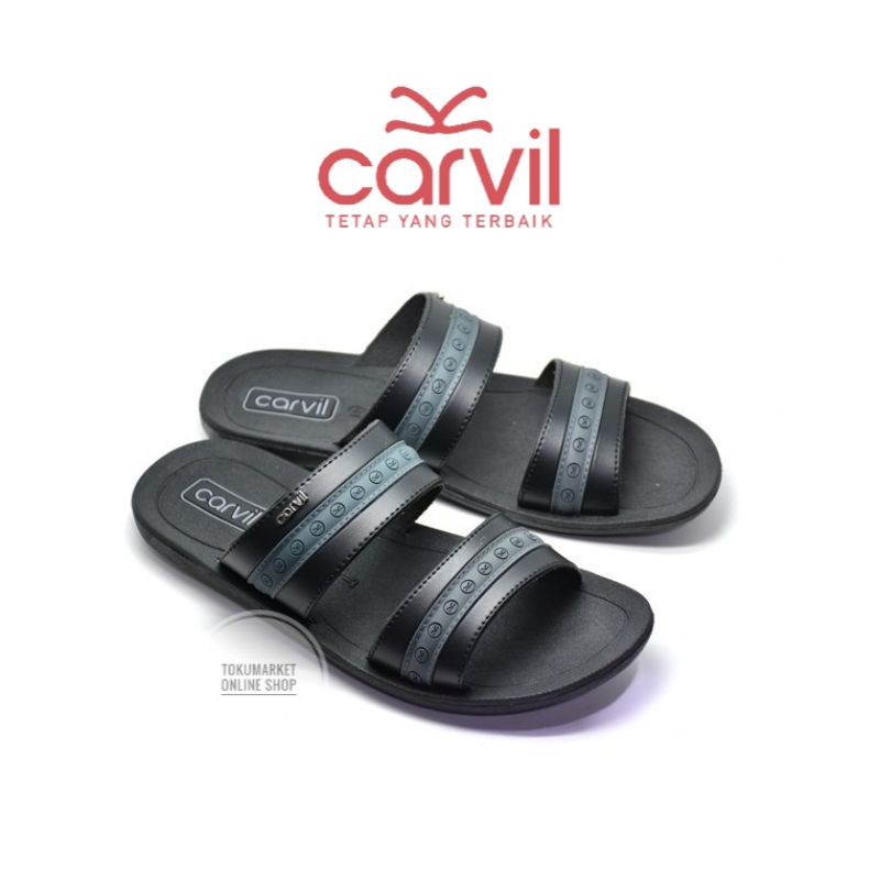 CARVIL Sandal Pria Original 100% Sendal Carvil Pria Ori Anti Air Hitam Slop Selop
