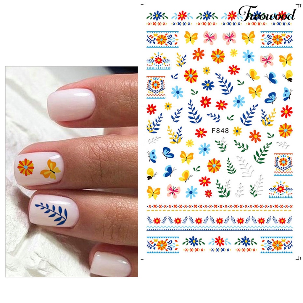 Stiker Kuku Motif Bunga Tahan Lama Untuk Dekorasi Manicure